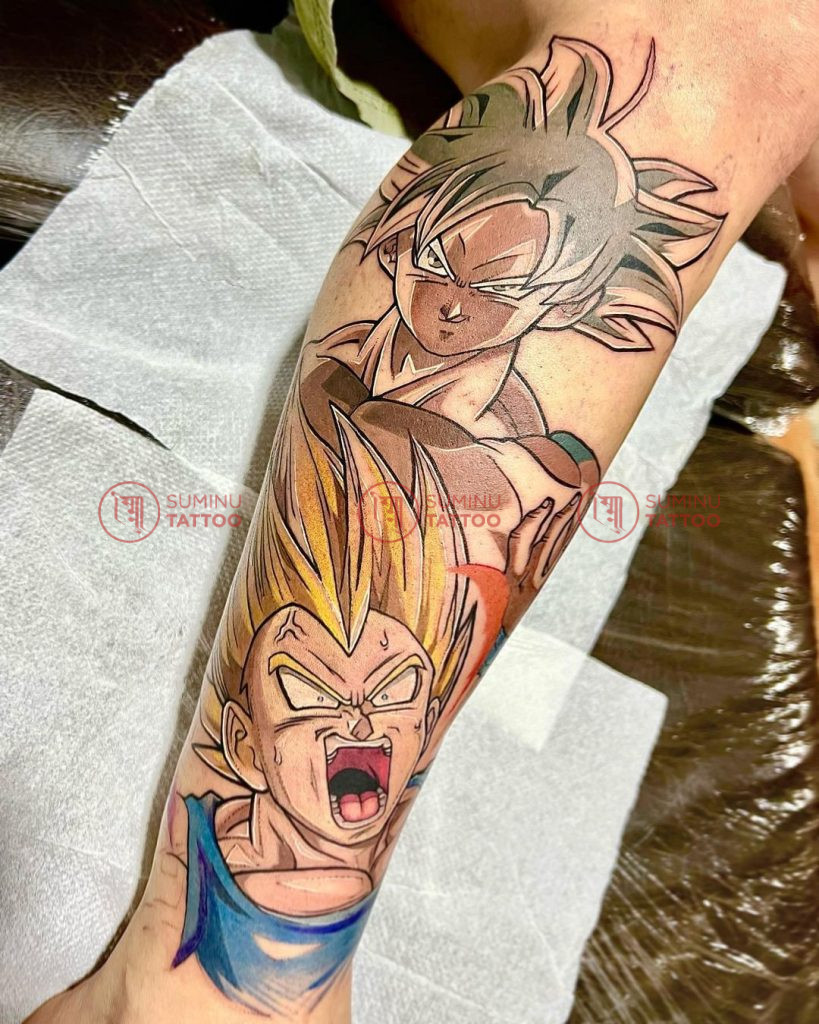 Goku and Vegeta Color Tattoo