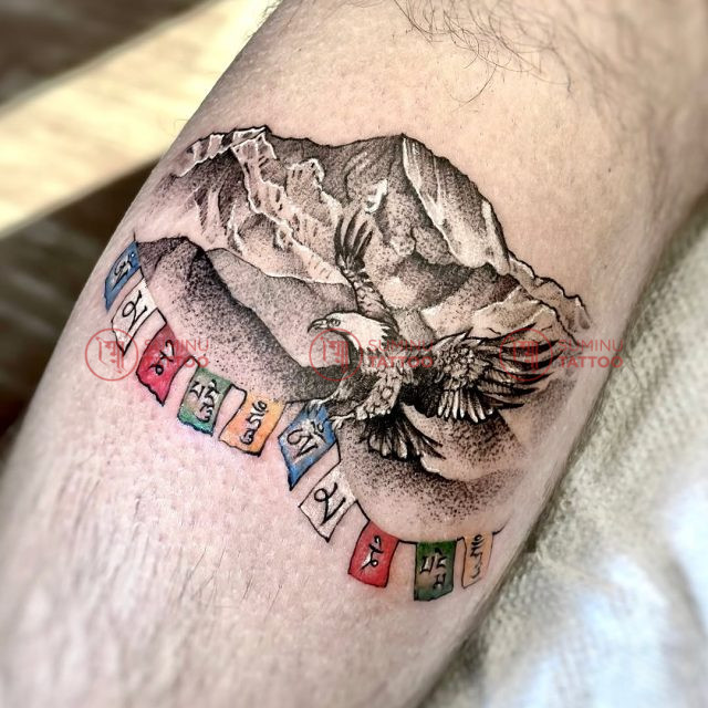 eagle and mountain travel tattoo design