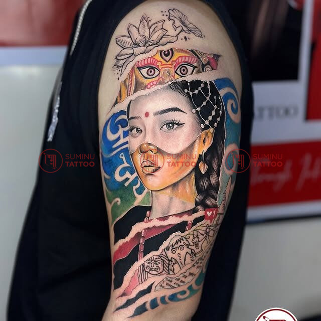 newari theme tattoo, newar tattoo, nepal cultural tattoo, suminu tattoo