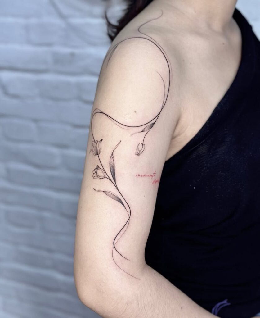 floral fine line tattoo for women Tattoo Shop in Nepal, Tattoo in Nepal
